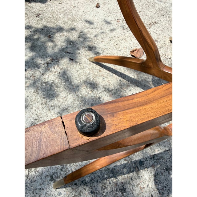 Vintage Mid Century Moroccan Embossed Brass Teak Wood Spider-Leg Coffee Table For Sale - Image 9 of 14