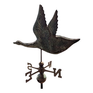 Three-Dimensional Copper Weathervane with Flying Swan, 1900s For Sale