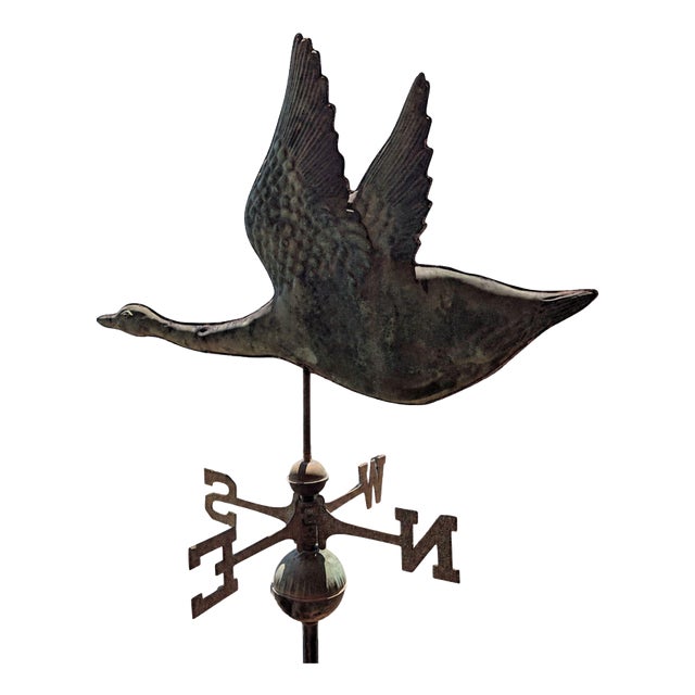 Three-Dimensional Copper Weathervane with Flying Swan, 1900s For Sale