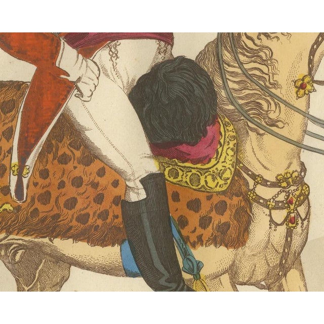 19th Century Richard Evans, The Prince Regent on a Leopard Skin Saddlecloth with the Royal Standard, 1815, Engraving For Sale - Image 5 of 8