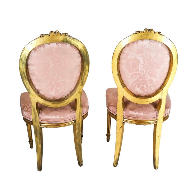 French Set of Four 19th Century Louis XVI Style Giltwood Side Chairs For Sale - Image 3 of 9