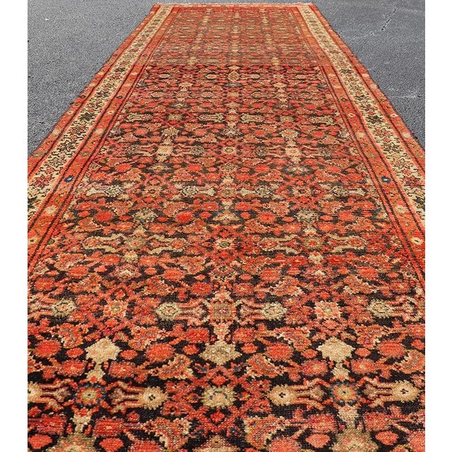 Textile Antique Early 20th Century Persian Herati Design Malayer Runner 3'4 X 13'1 For Sale - Image 7 of 13