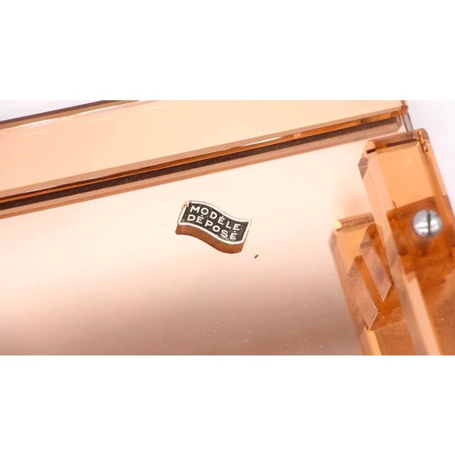 1950s European 1950s Lucite Translucent Orange Mirrored Tray For Sale - Image 5 of 12