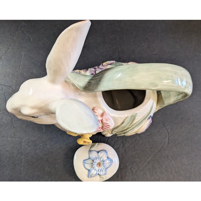 1990s Vintage Mid-Century Modern Fitz and Floyd Large Easter Rabbit Bunny Teapot W/ Lid For Sale - Image 5 of 10