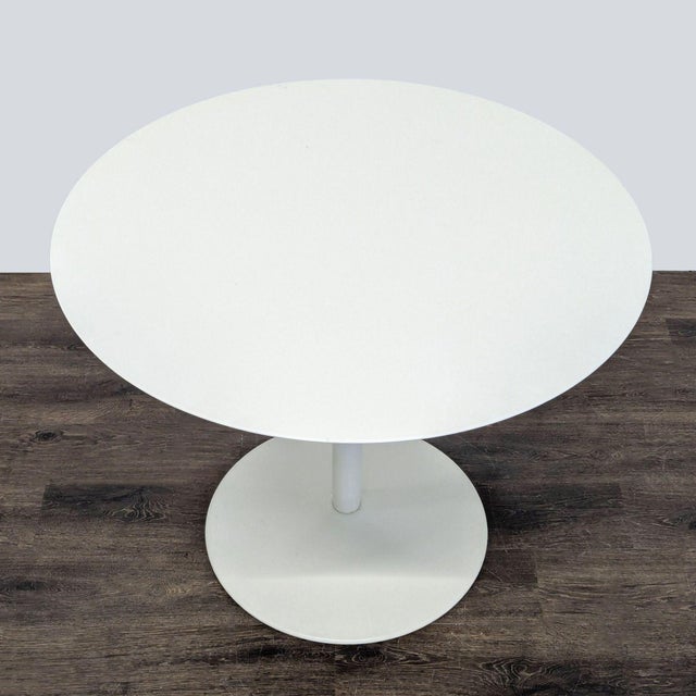 CB2 Cb2 White 5-Piece Round Dining Set With Cushioned Chairs For Sale - Image 4 of 9
