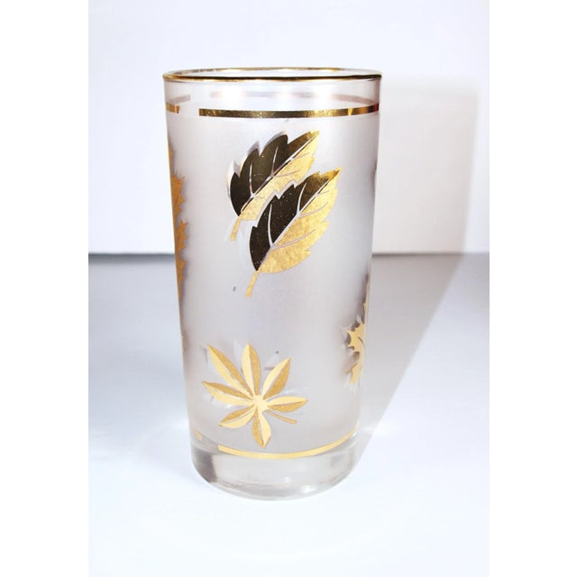 1960s Vintage 1960s Fred Press Black Gold Highball Glasses in Brass Cart- 8 Pieces For Sale - Image 5 of 5