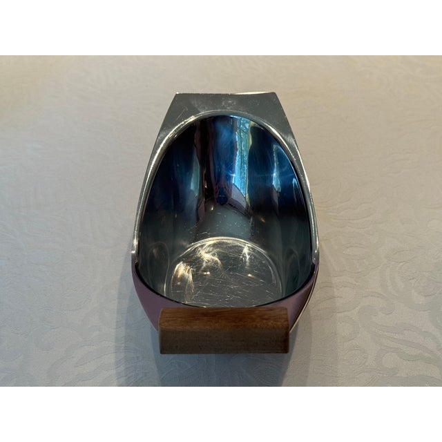 Silver 1960s Scandinavian Modernist Stainless Steel & Teak "Crescent" Server by Arthur Salm For Sale - Image 8 of 12