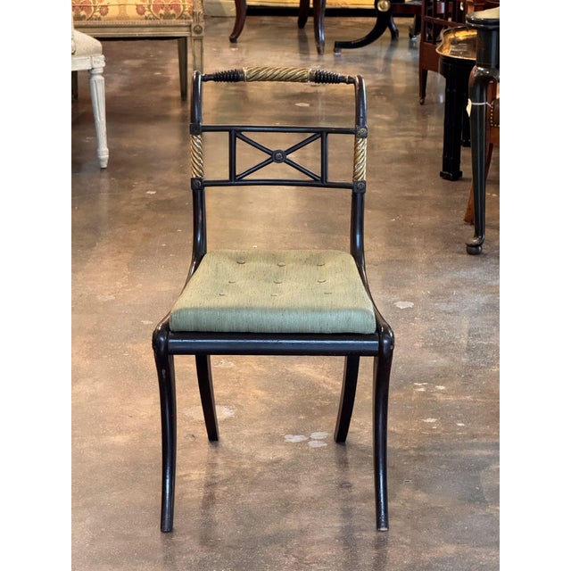 Set of Six 19th Century Black and Gilt X-Back Side Chairs For Sale - Image 4 of 10
