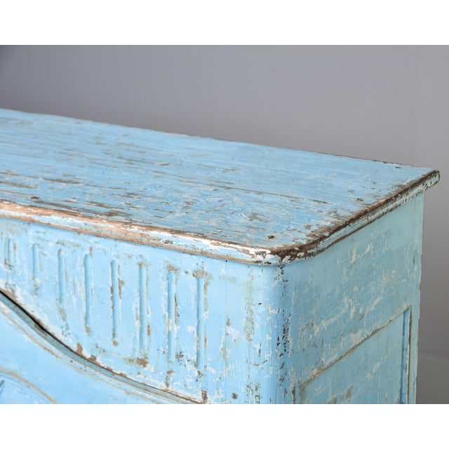 French Provincial Louis XV Style Blue-Painted Two-Door Buffet For Sale - Image 4 of 13
