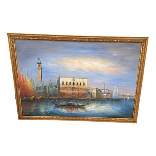Venice Doge's Palace, 1920s, Oil Painting on Canvas, Framed For Sale