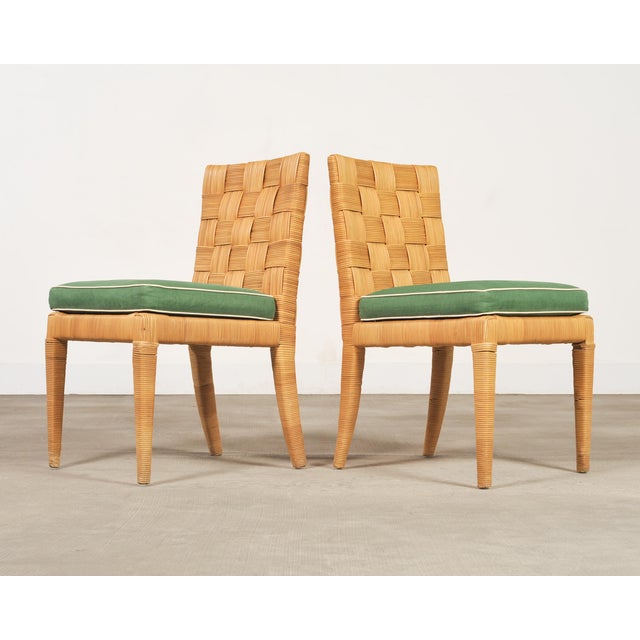 Mid 20th Century Set of Four John Hutton Bielecky Block Island Cane Dining Chairs For Sale - Image 5 of 18