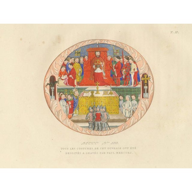 Mercuri, Medieval Royal Court and Altar Ceremony, Hand-Colored Print, 1845, Print For Sale - Image 11 of 11