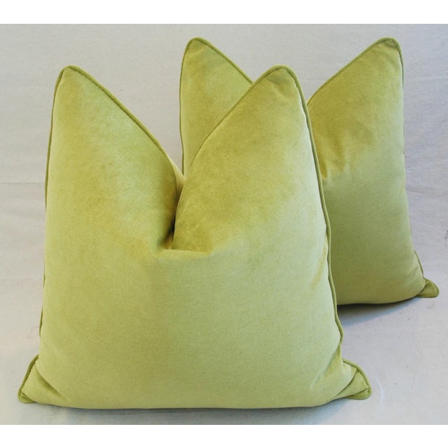 Pair of large custom pillows made from vintage/never used cotton blended velvet fabric by JB Martin Fabrics in an apple...