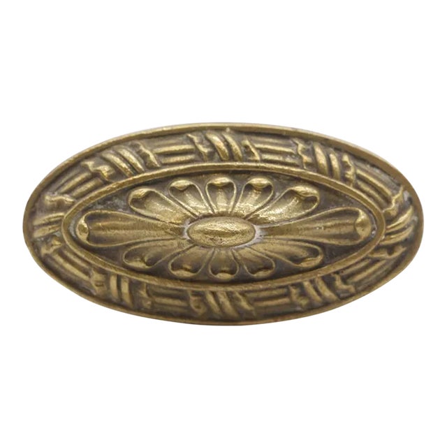 1890s Yale & Towne French Renaissance Oval Brass Dummy Door Knob For Sale
