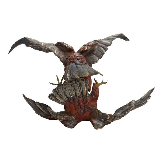 Late 19th Century Austrian Franz Bergman (Attr) Cold Painted Bronze Fighting Eagles C1890 For Sale - Image 5 of 8