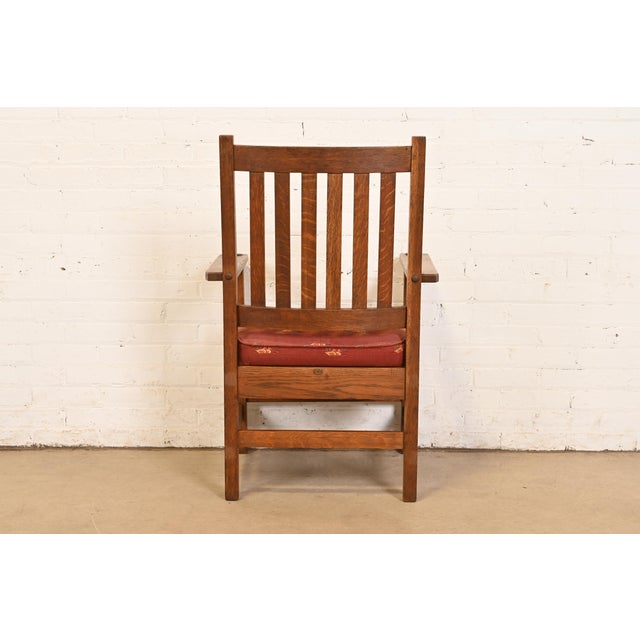 Brown Stickley Brothers Antique Mission Oak Arts & Crafts Armchair, Circa 1900 For Sale - Image 8 of 10