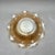 Amber Vintage Jeannette Glass Co. Iridescent Marigold Glass “Floragold or Louisa” Ruffled Bowl With Impressed Florals For Sale - Image 8 of 9