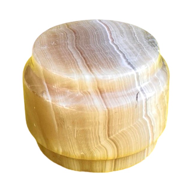 Small Alabaster Candlestick With Metal Fittings, Italy, 1970s. For Sale - Image 9 of 11