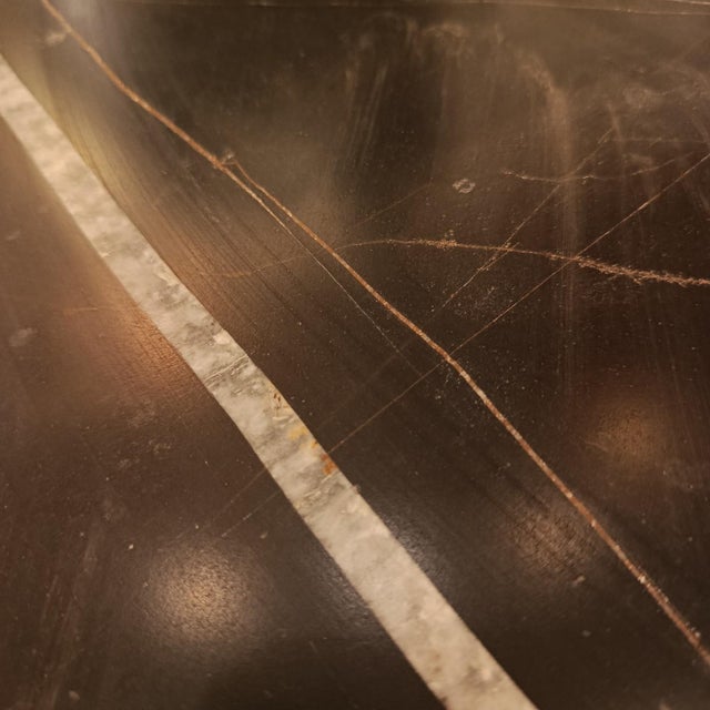 Industrial Coffee Table in Bamboo and Carrara Marble For Sale - Image 3 of 5