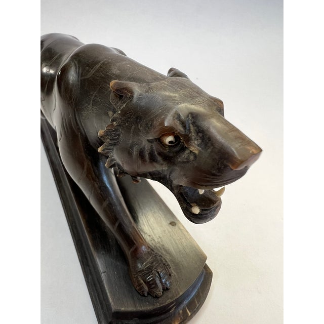 Vintage Horn Carving of a Ferocious Panther For Sale In Chicago - Image 6 of 10