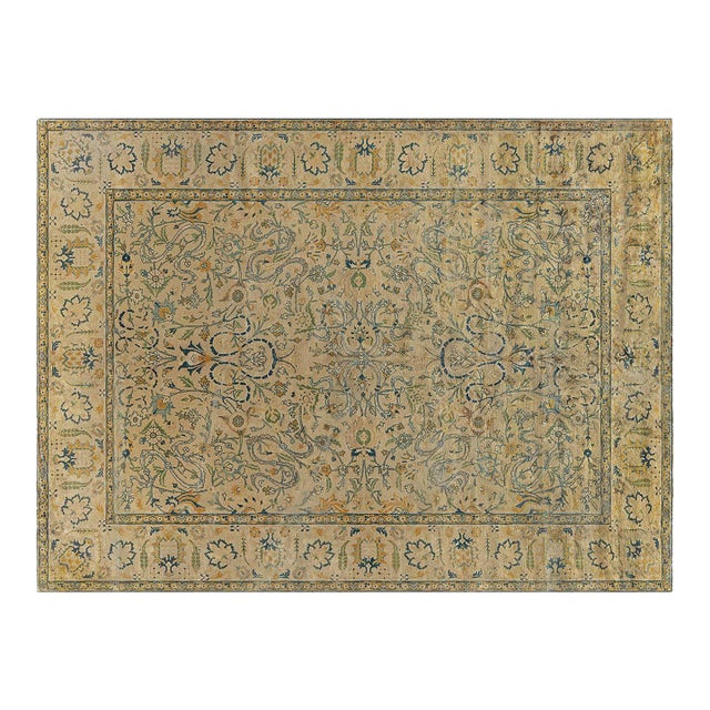 Antique Persian Tabriz Handmade Wool Carpet For Sale