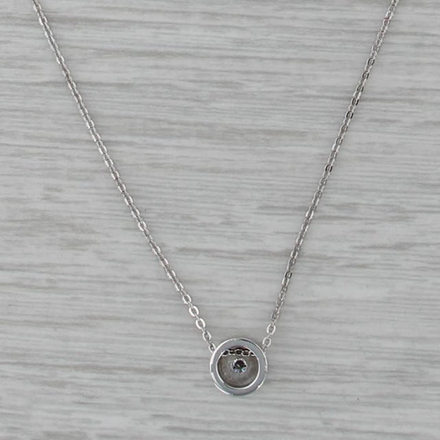 2010s 0.12ct Diamond Round Solitaire Pendant Necklace 14k White Gold 18" Cable Chain For Sale - Image 5 of 6