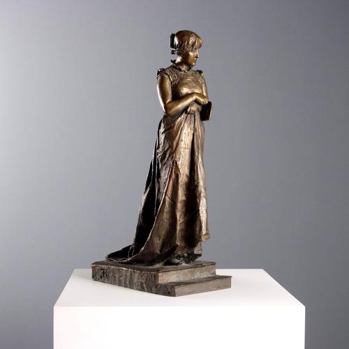 Felice Bialetti, Woman with a Book, Bronze For Sale - Image 8 of 8