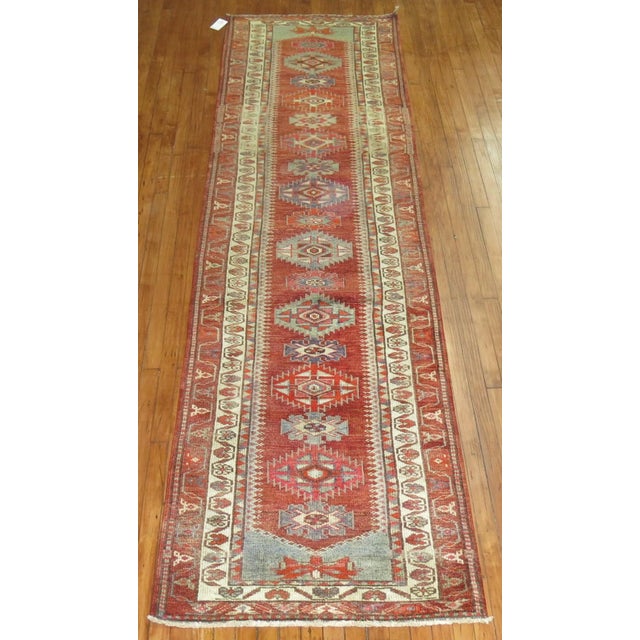 Vintage Geometric Turkish Kurd Runner - 3' x 11'5" For Sale - Image 4 of 5