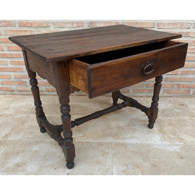 Mid 20th Century French Oak Side Table with One Drawer, 1940s For Sale - Image 5 of 18