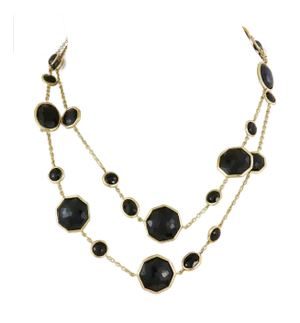Ippolita Onyx Rock Candy Assorted Shape Station 18k Gold Necklace 36" Long