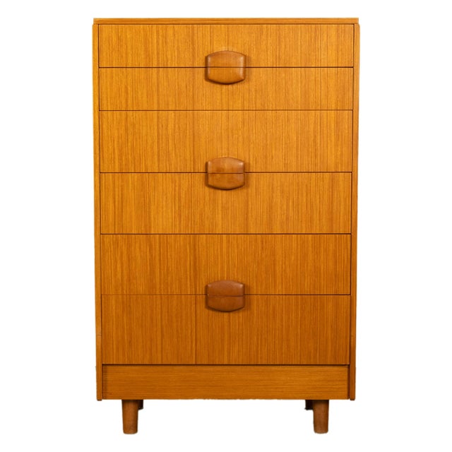 Mid Century Modern Danish Tall Boy Teak Chest of Drawers Six Drawer Dresser 1960 For Sale - Image 11 of 13