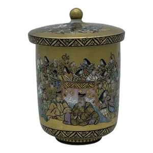 Vintage Hand-Painted Gold Japanese Kutani Lidded Wedding Tea Cup