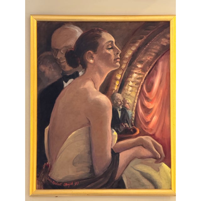 This is an original oil on canvas.it is called “A Lady at the Theatre”. It is a beautiful and detailed depiction of a...