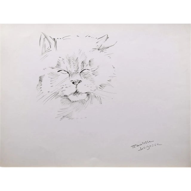 Marie Paulette Lagosse, The Cat, Pen on Paper, 1970s For Sale