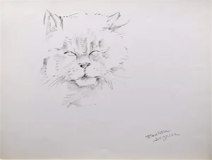 Marie Paulette Lagosse, The Cat, Pen on Paper, 1970s
