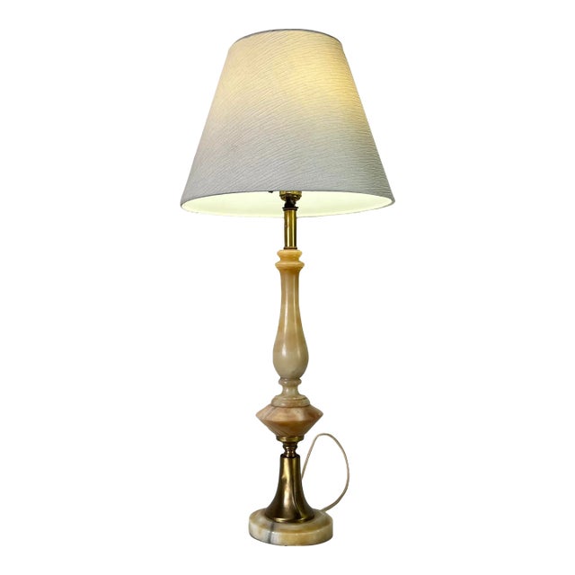 Vintage Italian Carved Alabaster Table Lamp For Sale