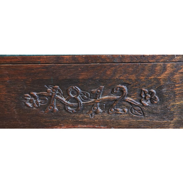 Traditional Antique 19th Century Carved Oak Footstool Bench For Sale - Image 3 of 11