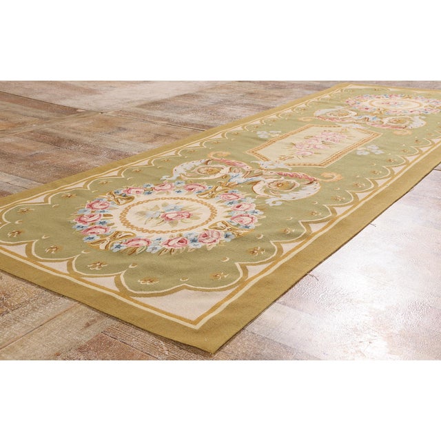 Olive Vintage Chinese Aubusson Rug, 03'01 X 09'01 For Sale - Image 8 of 10