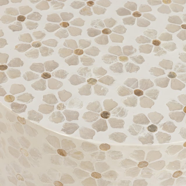 Lorna Stool in Pearl Floral Petal Capiz Shell Motif For Sale - Image 4 of 6