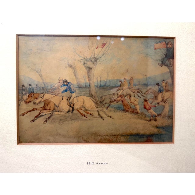 This antique 19th century Henry Alken watercolor painting depicts a scene of men on horseback, capturing the essence of...