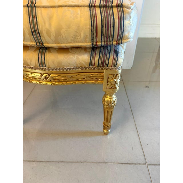 Antique French Upholstered Carved Giltwood Ottomans, 1920, Set of 2 For Sale - Image 10 of 12