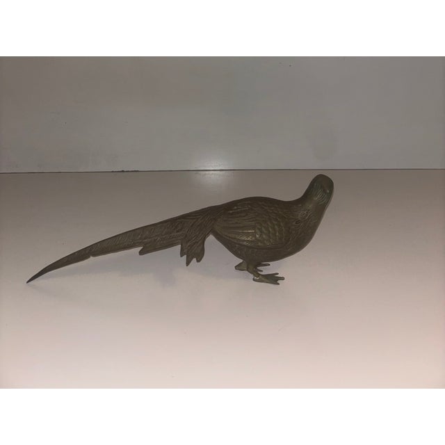 Mid 20th Century Solid Brass Sculpture of a Pheasant Bird For Sale In Detroit - Image 6 of 8