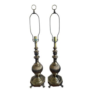 Vintage Pair of Stiffel Brass Table Lamps - Hollywood Regency For Sale