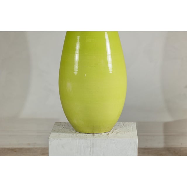 Late 20th Century Large Yellow and Brown Artisan Ceramic Vase with Teardrop Tapered Form For Sale In New York - Image 6 of 18