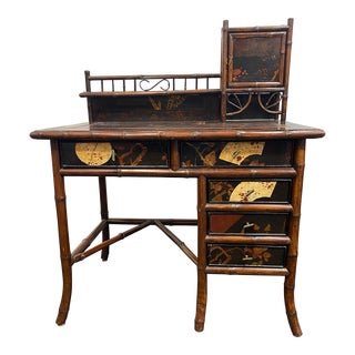 Late 19th Century English Aesthetics Movement Bamboo, Lacquer and Eggshell Writing Desk For Sale