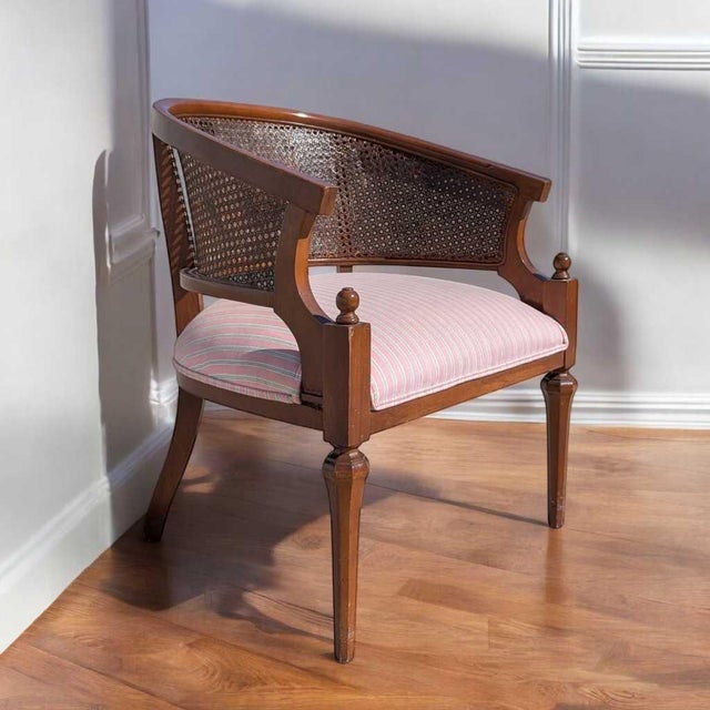 Regency Revival Cane Barrel-Back Armchair, 1970s For Sale - Image 11 of 18