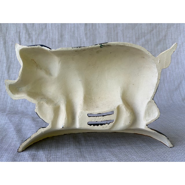 Metal Vintage Cast Iron Happy Pig Doorstop For Sale - Image 7 of 14