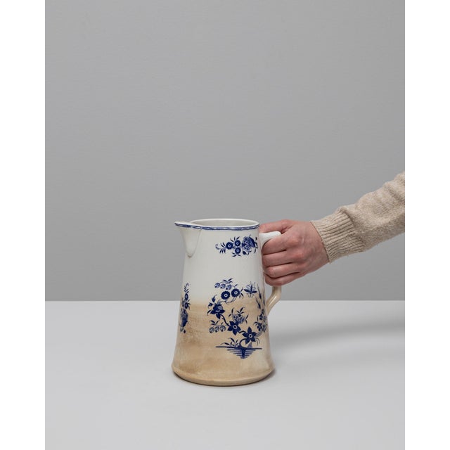 Chinoiserie 1900s Belgian Blue Chinoiserie Ceramic Pitcher For Sale - Image 3 of 18
