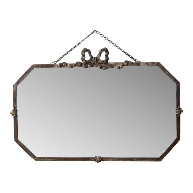 Circa 1930 French Art Deco Wall Mirror With Hanging Chain France 1930s For Sale