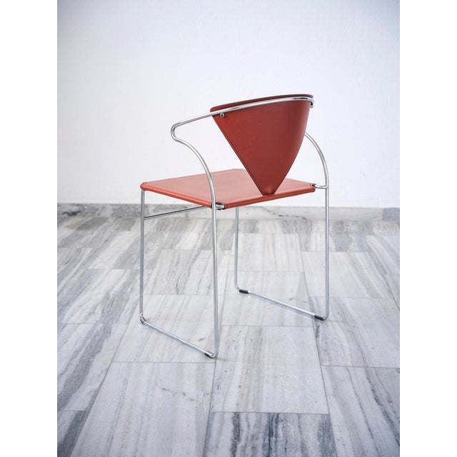 Metal Vintage Chromed Steel and Leather Chairs, 1980s, Set of 4 For Sale - Image 7 of 11